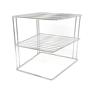 No-Wobble-Plate-Rack-for-Kitchen-Cupboard-Storage-Corner-Plate-Rack-Cupboard-Shelf-Organiser-25x25x19cm-Silver Joejis 3 Tier No-Wobble Plate Rack for Kitchen Cupboard Storage - Corner Plate Rack Cupboard Shelf Organiser 25x25x19cm…