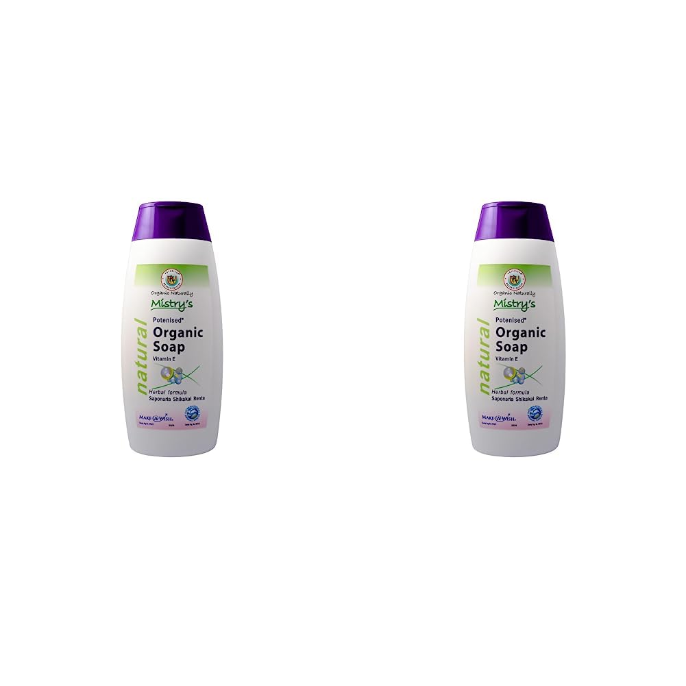 Mistry's Potenised® Organic Liquid Soap with Vitamin E 200ml - Gentle & Moisturising Body Wash, for Allergy Prone, Sensitive Skin - Additive Free, Vegan (Pack of 2)