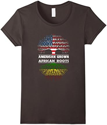 Women's American Grown With AFRICAN Roots T-Shirt  Large Asphalt