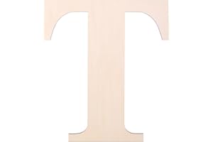 KOOCHOICE 12 Inch Wooden Letter, Smooth Surface Wood Letters for Wall Decor, 1/5 INCH Blank Unfinished Wooden Letters for Home Wall Decor DIY Painting Crafts(Letter T)