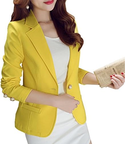 Mikty Casual Work Office Blazer One Button Jacket for Women and Petite