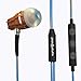 Symphonized NRG 3.0 Wired Earbuds with Microphone, Wooden Phone & Laptop Headphones, 90% Noise Cancelling Corded Earphones with 3.5mm Jack (Blue)
