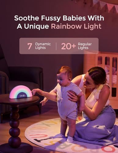 Momcozy Baby Sound Machine & Night Light – White Noise Machine with App Control, Sunrise Alarm, 34 Soothing Sounds – Sleep Trainer for Newborns & Toddlers, Travel Nursery Essential