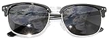 Retro Half Frame Horned Rim Wayfarer Sunglasses Colored Lens for Mens or Womens
