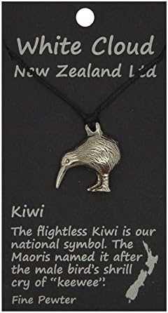 Handmade New Zealand Kiwi Pewter Pendant on Waxed Cord
