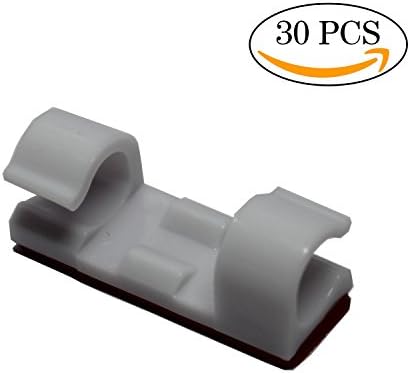 Transparent double Self-Adhesive Cable Clips Organizer Drop Wire Holder Cord Management Pack of 30 (White)