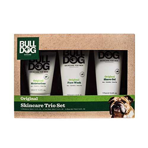 Bulldog Mens Skincare & Grooming Original Skincare Trio Including: Facial Moisturizer, Face Wash & Shave Gel