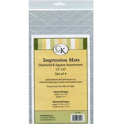 DIAMOND SQUARE IMPRESSION MATS 4pc Fondant Gumpaste Cake Decorating
