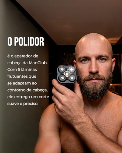 O Polidor MANCLUB: Aparador de pelos da cabeça e barba | Tecnologia à Prova de Cortes | Sistema de lâminas múltiplas de alta precisão | À prova d’água | Bateria de longa duração