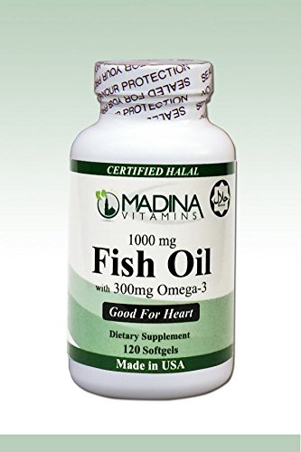 Madina Halal Vitamins Fish Oil 1000mg with 300mg Omega-3 (Beef Gelatin)