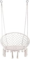 E EVERKING Hammock Chair Macrame Swing, Hanging Cotton Rope Macrame Hammock Swing Chair for Indoor, Outdoor Home, Patio,...