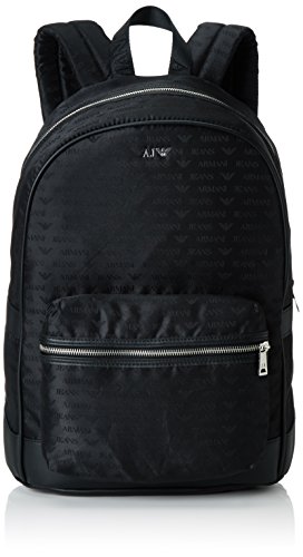 Armani jeans men s all over logo printed backpack, black