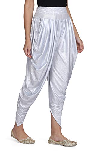 Legis Shimmer Blend Relaxed Comfortable Dhoti Pants Yoga Fitness Active Wear for Women Dance - Free Size (Light Sky)