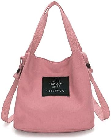 Women Fashion Canvas Handbag Shoulder Crossbody Tote Purse Satchel Messenger Bag (Color : Pink, Size : 19 x 12 x 20cm)