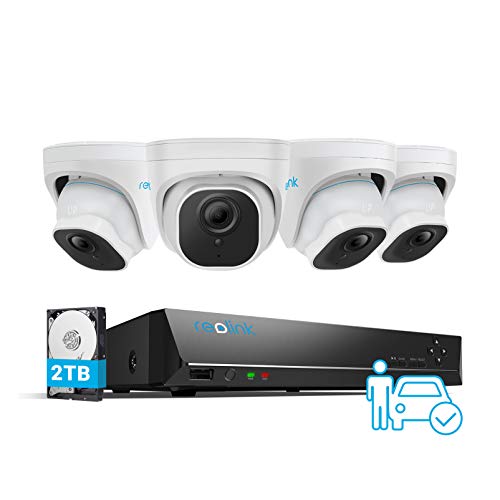 REOLINK 5MP 8CH PoE Security Camera System, 4pcs 5MP Wired PoE IP Cameras Outdoor with Person Vehicle Detection, 4K 8CH…