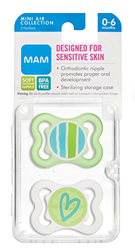 MAM Mini Air Orthodontic Pacifier, Unisex, 0-6 Months, 2-Count