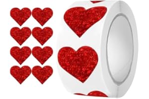 500 Pcs/Roll Red Heart Self-Adhesive PVC Stickers, Decorative Seals for Greeting Cards, Flowers, Gifts & Valentine's Day Atmo