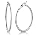 Gem Stone King 1.25 Inch Stunning Stainless Steel Click-Top Hoop Earrings Jewelry For Women (Large/Big 30MM Diameter)
