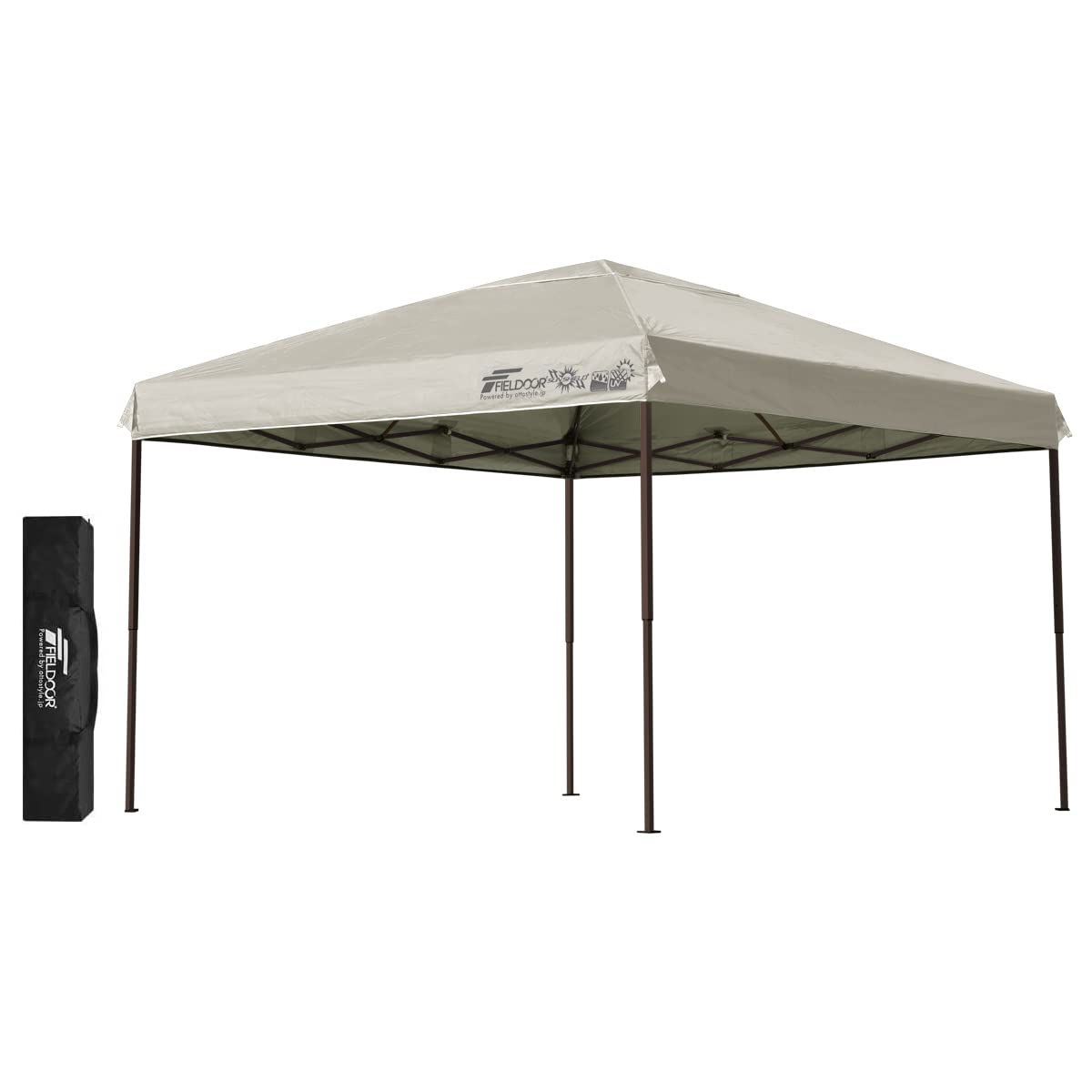 FIELDOOR 組立て簡単!! 【2.5×2.5m 】【3.0×3.0m】【3.0×2.0m】 ワンタッチタープテント 【強化版】 G03 屋根柱が8本に増強 別売りオプションパーツが豊富 高耐水加工 シルバーコーティング UVカットコーティング [ライトベージュ/3.0m]商品画像