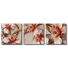 Canvas Wall Art Chinese Flowers and Birds Painting Artwork for Home Prints Framed - 12"x12"x3 Panels
