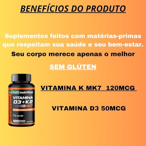 Vitamina d3 k2 mk7 D3 2000 Ui k2 d3 120mcg 120 Cápsulas Zuchetti nutrition
