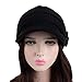 NYKKOLA Women Cable Knit Winter Warm Beanie Hats Newsboy Cap Visor with Sequined Flower - Black