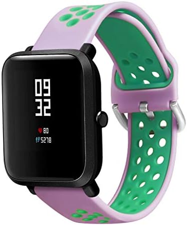 AGUIguo Smart Watch Band with Stomata Double Color Strap, Silicone Bracelet Wristband Band Compatible for Xiaomi Huami Amazfit Bip Youth/LITE Watch