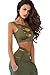Prograce Women's Sexy Criss Cross High Waisted Bandage 2PCS Bikini Set, 2XL Army Green