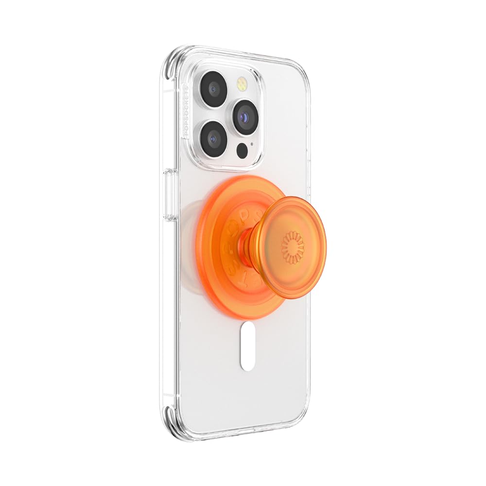 PopSockets Phone Grip for MagSafe with Kickstand, Magnetic Stand, Swappable Top, Secure Hold for iPhone MagSafe Cases, Phone & Tablet Grip - Orange Zest