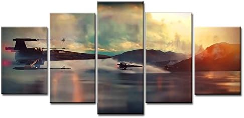 Modern Art print star Wars Movie Poster 5 panel canvas wall framed paintingsframework^^^20x30x2+20x40x2+20x50x1= (CM)