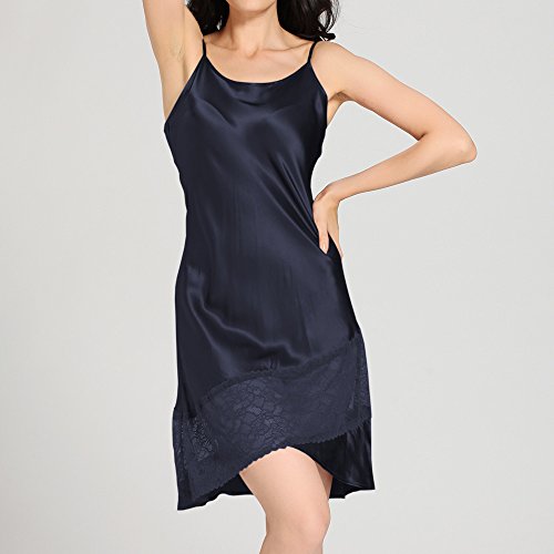 【お年玉セール特価】シルク ローブ レディース ネイビーブルー XL 2点セット /22匁 高級シルク100% / ギフトにも最適 / LilySilk (リリーシルク)