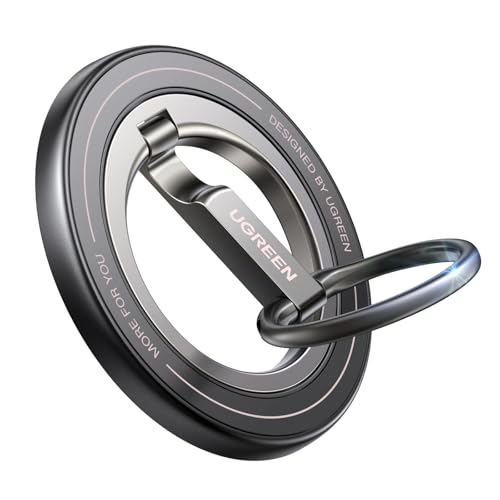 UGREEN Double-Sided Magnetic Phone Ring Holder features a strong 11N magnetic force, 360° rotation, a portable design, and compatibility with iPhone 17/16/15/14/13 MagSafe Phones Samsung Galaxy