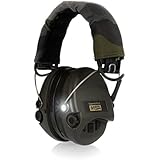 MSA Sordin Supreme Pro X with LED Light - Electronic EarMuff with camo-band, green cups and gel seals fitted