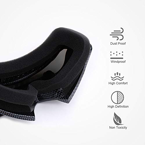 TekkPerry Motorcycle Goggles, UV Protection Safety Goggles Ski Goggles Snowboard Motocross Goggles Bicycle Dirt Bike Off Road Racing Goggles, Adjustable Strap Anti-Glare Windproof Outdoor Goggles
