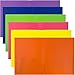 JAM PAPER Plastic 2 Pocket POP Folders - Durable School Folders - Assorted Primary Colors - 6/Pack
