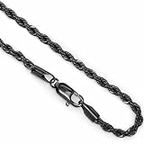 Black Plated Stainless Steel Men's Rope Chain Necklace 4MM 24