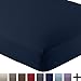 Bare Home Fitted Bottom Sheet Queen - Premium 1800 Microfiber - Ultra-Soft Wrinkle Free - Deep Pocket - Fitted Sheet (Queen, Dark Blue)