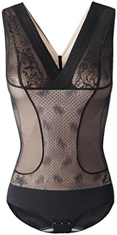 Meiyetta Women's Shapewear Sexy Lace Double-layer Body Briefer Slimmer Bodysuit