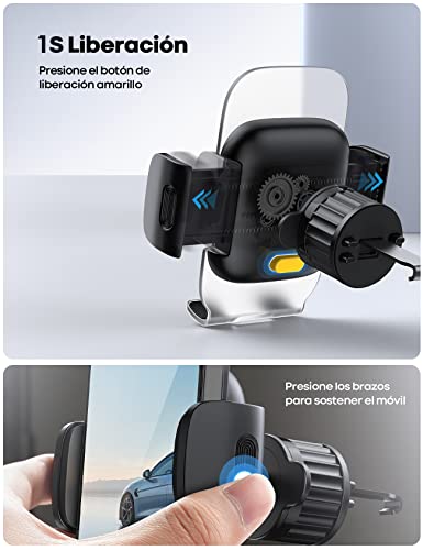 Lamicall Soporte Celular Auto, Porta Celular para Auto - [Clip Elástico Automático] Soporte para Celular Automovil, Porta Carro, Soporte Coche iPhone Smartphone Android Celular de 4 a 7 Pulgadas