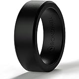 BONDWELL Silicone Wedding Ring for Men (Black) Save Your Finger & A Marriage Safe, Durable Rubber Wedding Band for Active Athletes, Military, Crossfit, Weight Lifting, Workout (10)