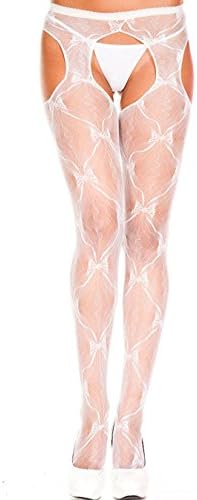 Womens Sheer Crotchless Suspender Pantyhose