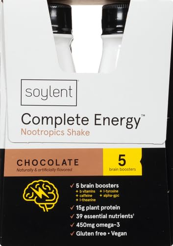SOYLENT COMPLETE ENERGY, 15G COMPLETE PROTEIN, 15 BRAIN BOOSTING NUTRIENTS, 100MG CAFFIENE + L-THEANINE, 15% VITAMINS AND MINERALS, 11 OZ (4 PACK)