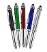 SyPen Stylus Pen for Touchscreen Devices, Tablets, iPads, iPhones, Multi-Function Capacitive Pen with LED Flashlight, Ballpoint Ink Pen, 3-in-1 Pen, Multi, 5PK
