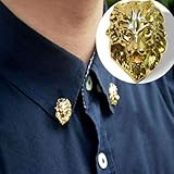 Gold Tone Cool Relief Lion Head Men Women Shirt Suit Collar Pin Badge Brooches