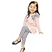 Lisli New Kids Girls Bow Striped Leggings Suit Long Sleeve Shirts Tops Sets Two-piece Suit (6-7Y(140))