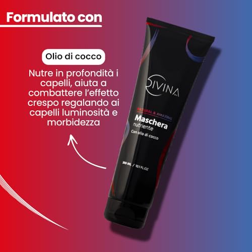 DIVINA BLK Natural & Amazing Natural & Amazing Coconut Oil Nourishing Mask for Wavy Curly Super Curly Hair (300ml)