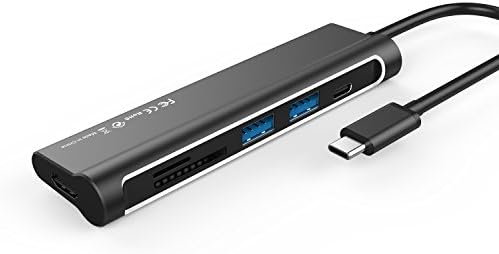 USB C Hub, Type C Hub to HDMI, 6 in 1 Combo with 2 USB3.0 and Typc Charging Port, Multi-function USB C to HDMI Adapter for Notebook &amp; Tablet PC &amp; Phone - MacBook Pro (Black)