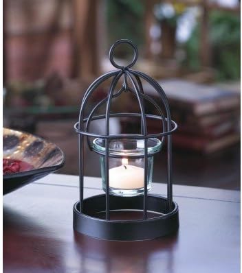 Lot Of 4 Mini Birdcage Candle Votive Holder Iron Black Candleholders Hanging Bird Cage New