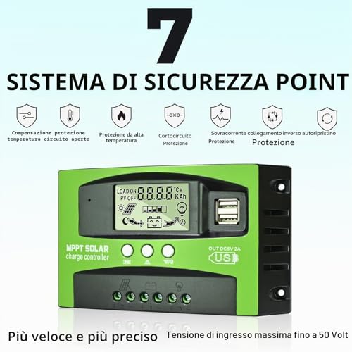 MPPT 30A Solar Charge Regulator 12 V 24 V Car, Charge Controller 30A MPPT with Temperature Sensor and LCD Display 2 USB Ports Suitable for Solar Panels 12 V 24 V Lead and Lithium Batteries