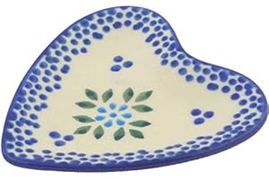 POLMEDIA POLISH POTTERY Polish Pottery 3½-inch Tea Bag or Lemon Plate made by Ceramika Artystyczna (Aster Dots Theme) + Certificate of Authenticity